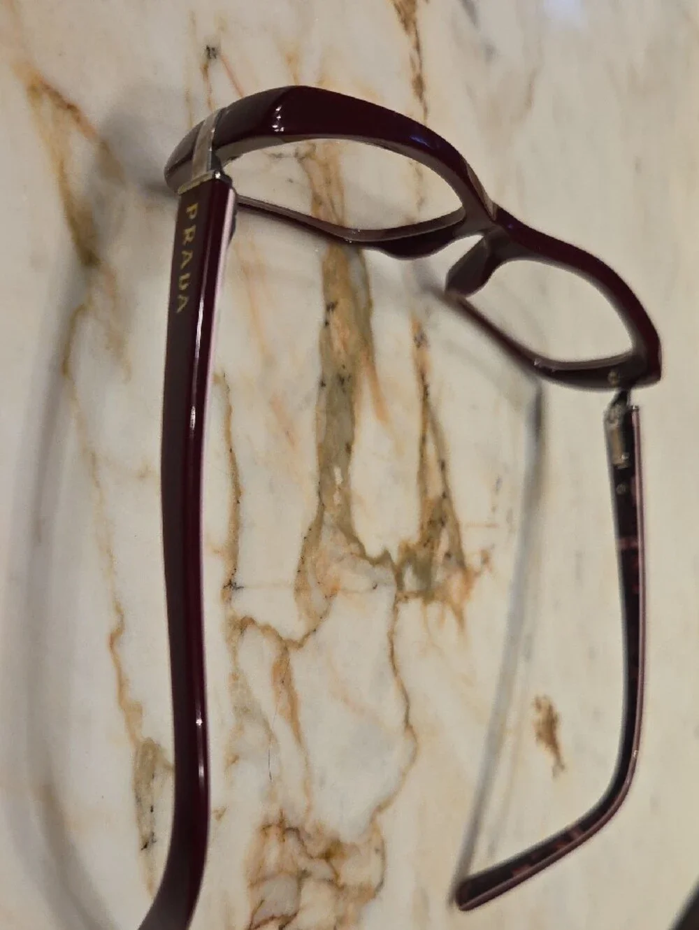 Designer Prada Burgundy Rectangular Eyeglass Frames
